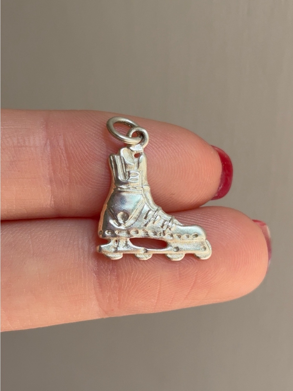 Sterling Silver Vintage 2D Roller Skate Roller Blade Charm Pendant